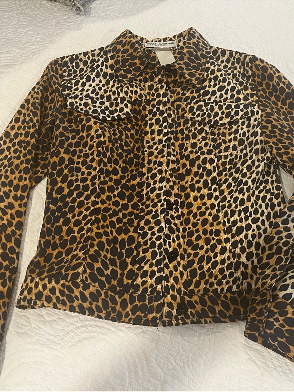 Dolce & Gabbana Leopard Print Jean Jacket in Brown and Black